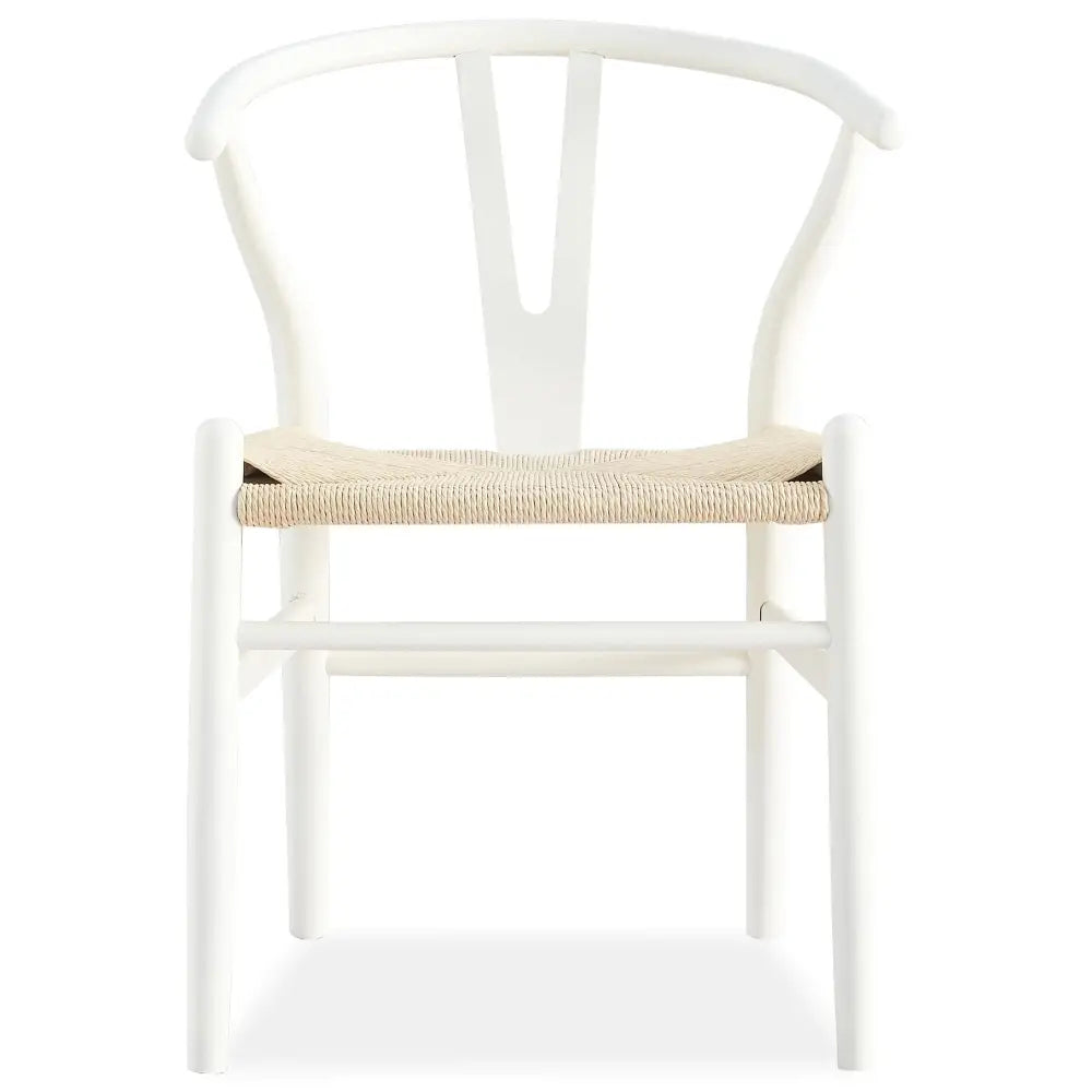 Anemone Set of 8 Wishbone Dining Chair Beech Timber Replica Hans Wenger - White - Furniture > Dining