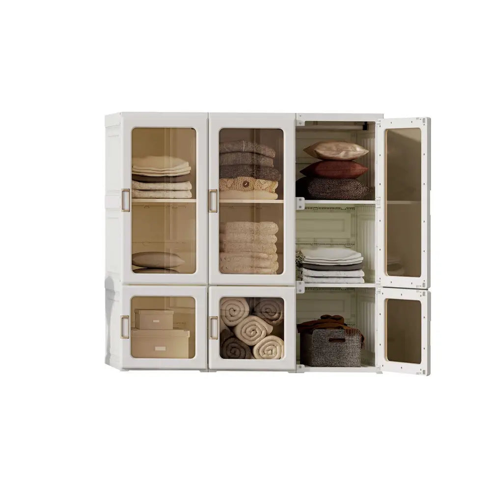 Antbox Cubes Storage Folding Cabinet Wardrobe With 9 Grids&6 Doors &1 Hanger - Home & Garden > Storage > Clothing &