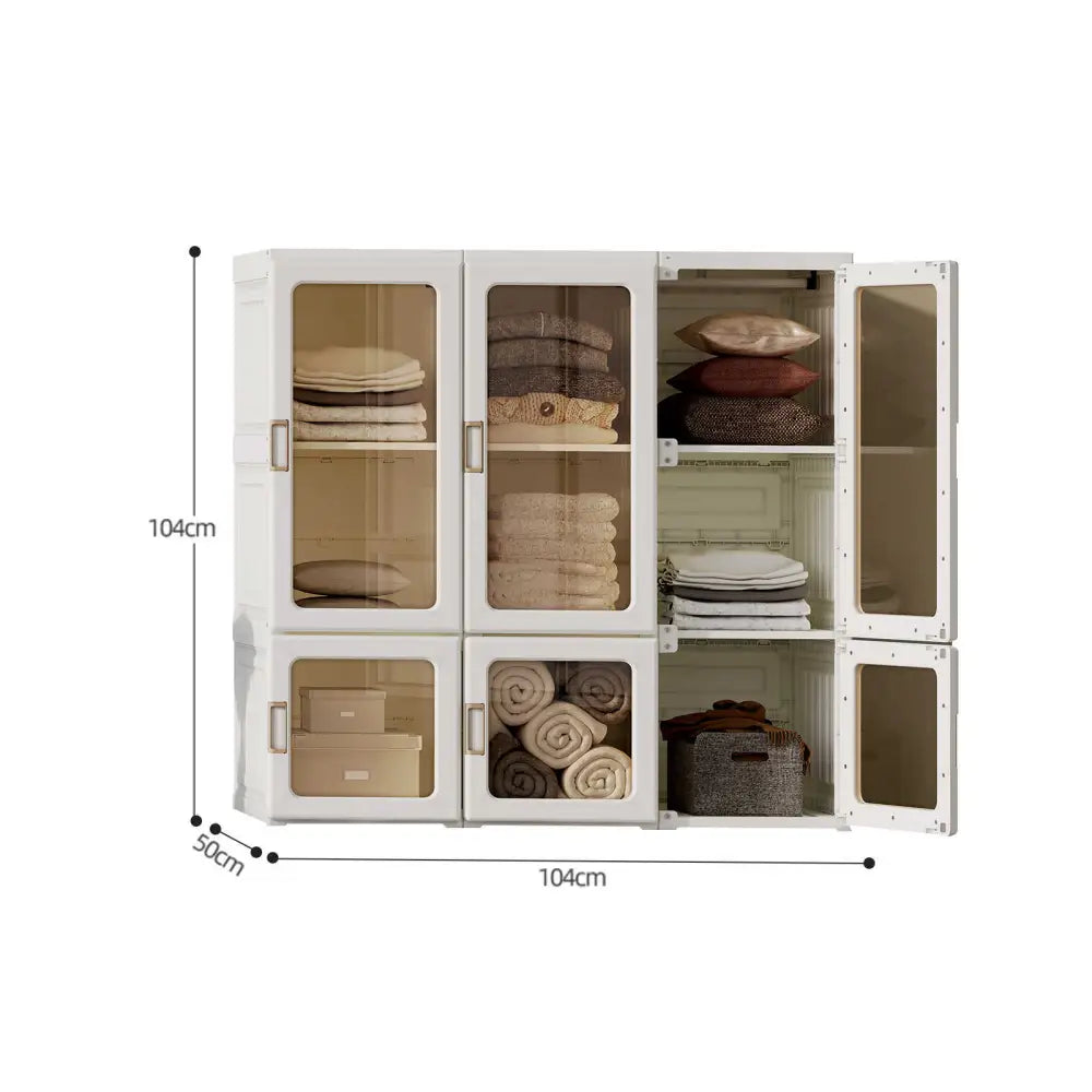 Antbox Cubes Storage Folding Cabinet Wardrobe With 9 Grids&6 Doors &1 Hanger - Home & Garden > Storage > Clothing &