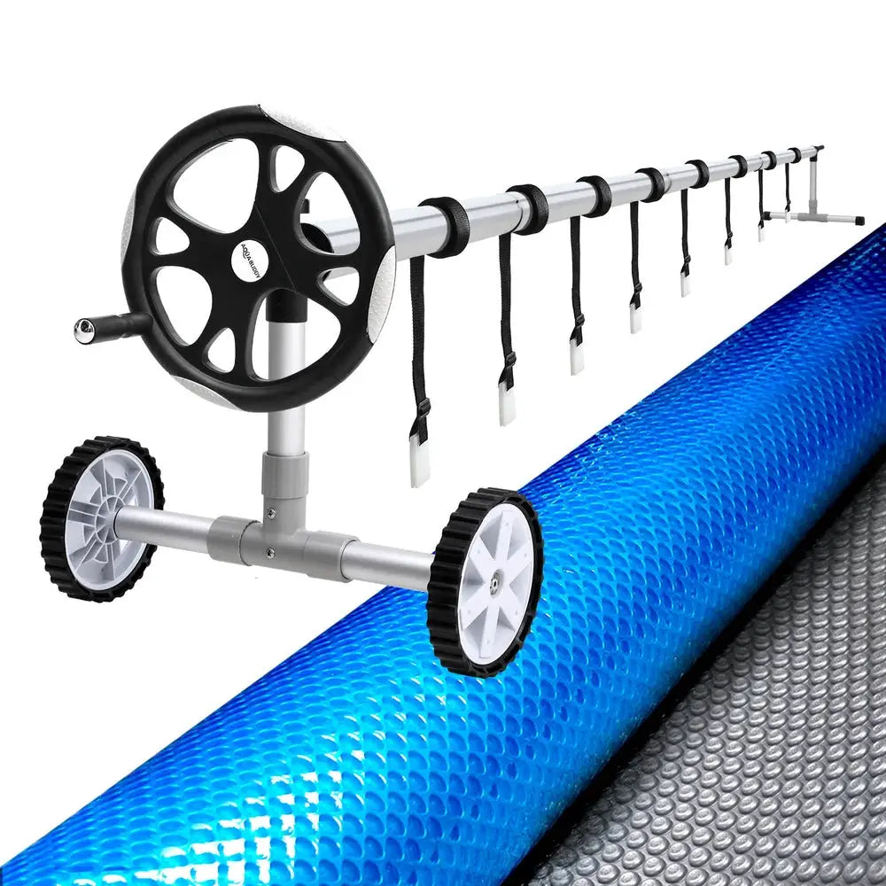 Aquabuddy Pool Cover 11x6.2m 400 Micron Silver Swimming Pool Solar Blanket 6.55m Roller - Home & Garden > Pool &