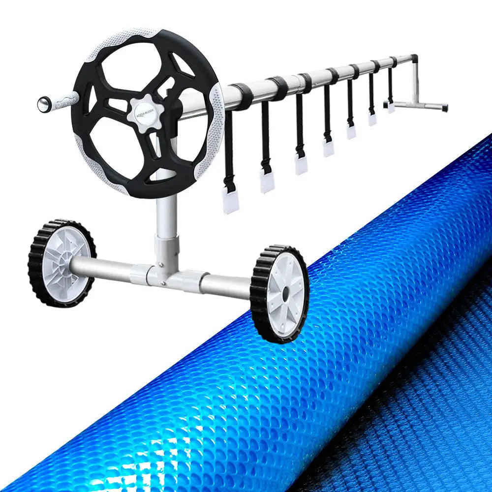 Aquabuddy Pool Cover 500 Micron 10x4m Blue Swimming Pool Solar Blanket 5.5m Roller - Home & Garden > Pool & Accessories
