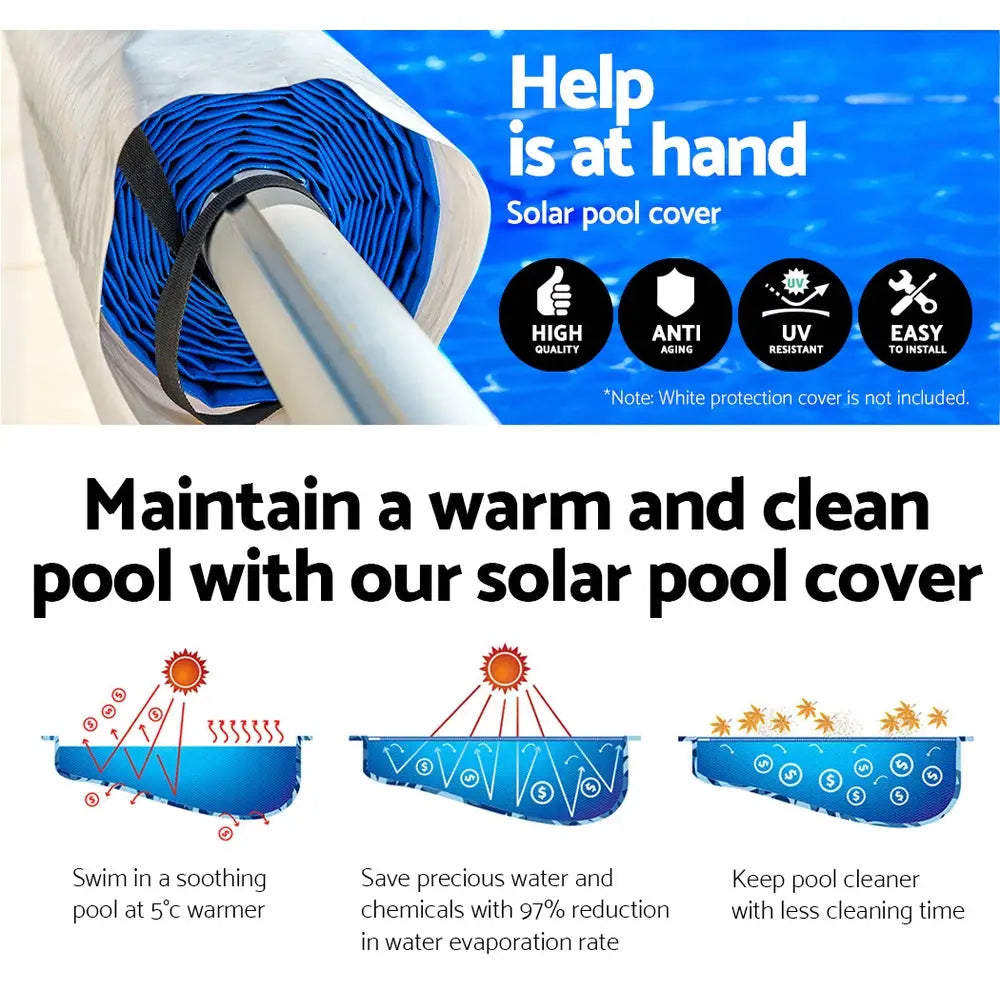 Aquabuddy Pool Cover 500 Micron 11x4.8m Silver Swimming Pool Solar Blanket 5.5m Roller - Home & Garden > Pool &
