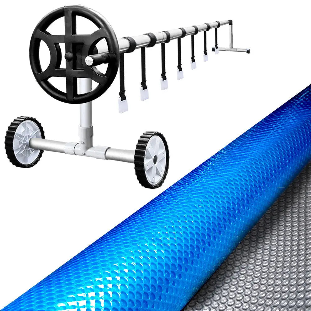 Aquabuddy Pool Cover 500 Micron 7x4m Silver Swimming Pool Solar Blanket 4m Roller - Home & Garden > Pool & Accessories