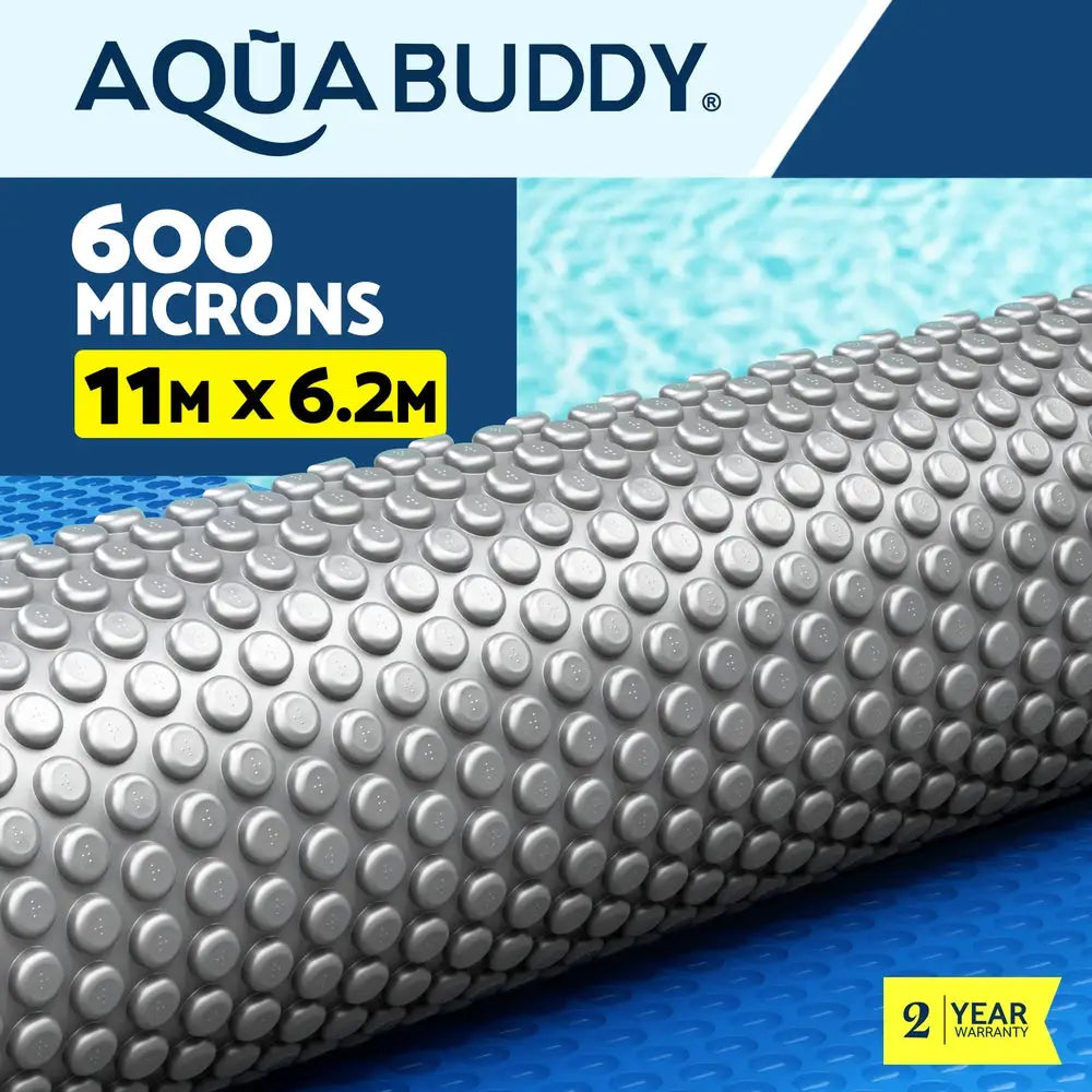 Aquabuddy Pool Cover 600 Micron 11x6.2m Swimming Pool Solar Blanket Blue Silver - Home & Garden > Pool & Accessories >