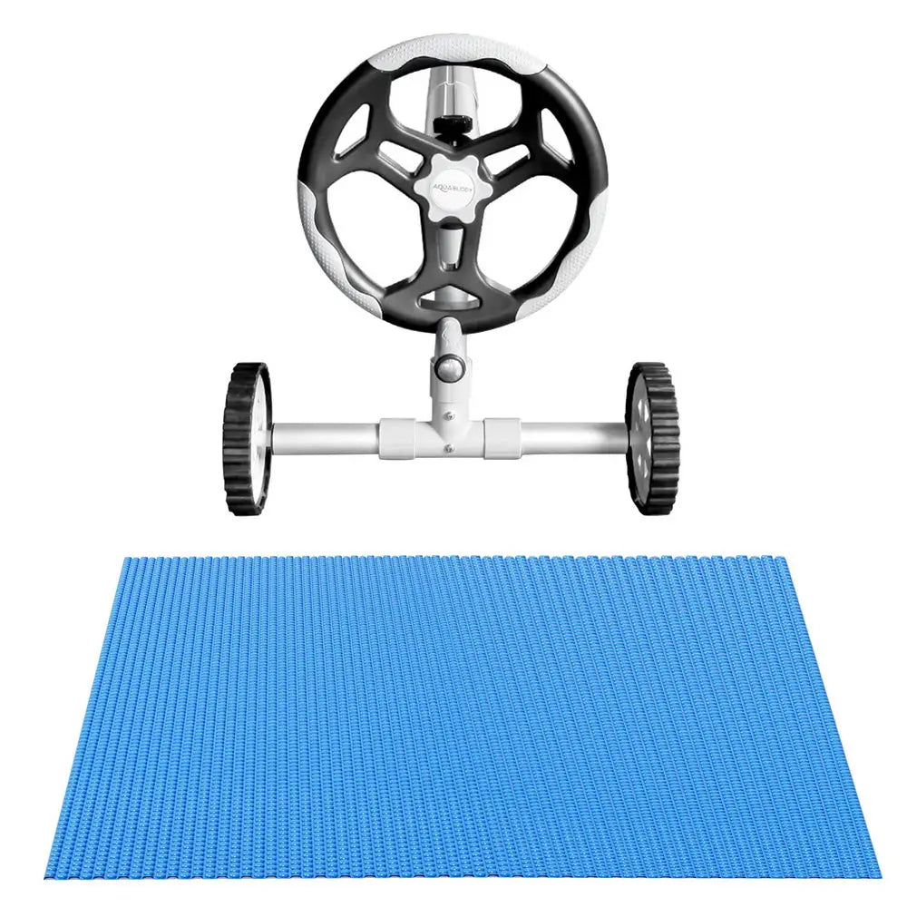 Aquabuddy Pool Cover 600 Micron 7x4m w/ Roller 5.55m Swimming Pools Solar Blanket - Home & Garden > Pool & Accessories