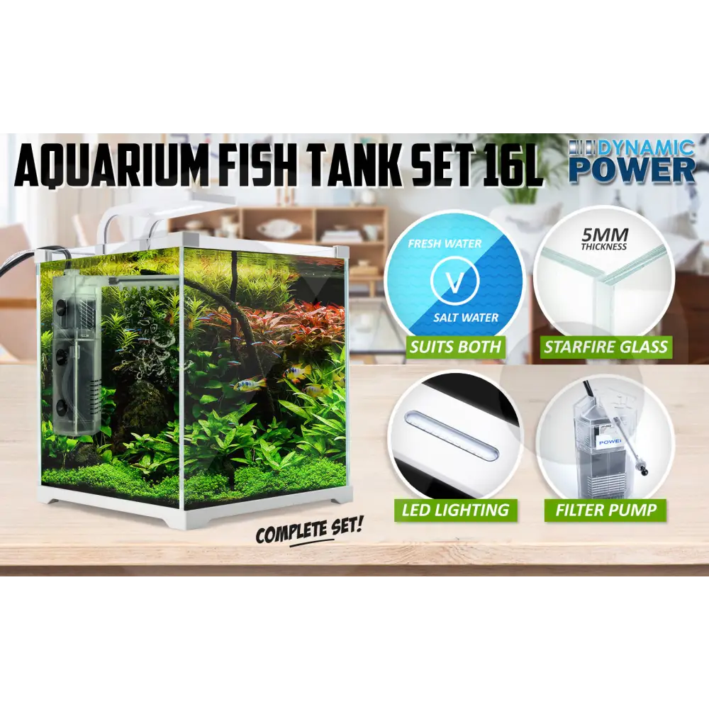 Aquarium Starfire Glass Fish Tank Set Filter Pump 16L - Pet Care > Aquarium > Aquariums