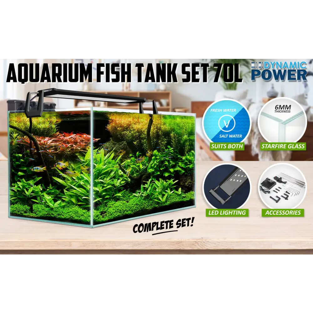 Aquarium Starfire Glass Fish Tank Set Filter Pump 70L - Pet Care > Aquarium > Aquariums