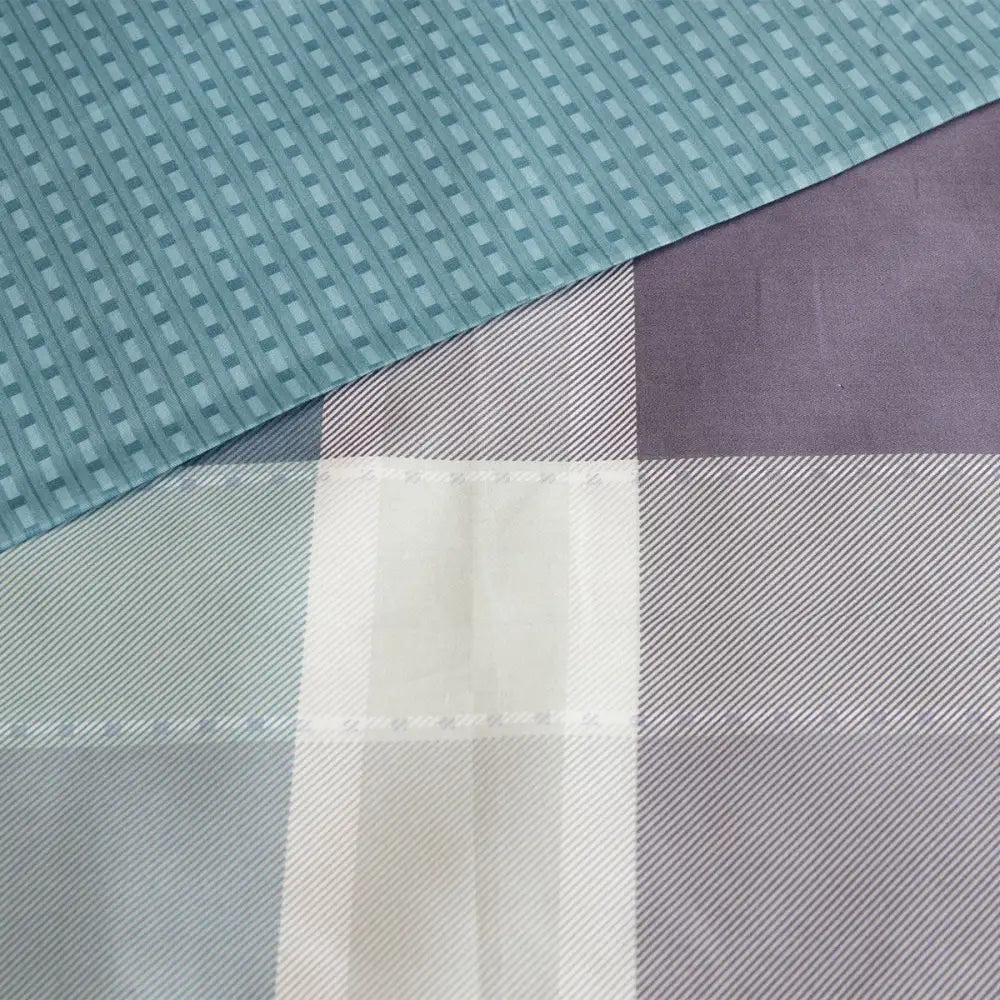 Ardor 250TC Costa Check Cotton Sateen Quilt Cover Set King - Home & Garden > Bedding > Bed Sheets