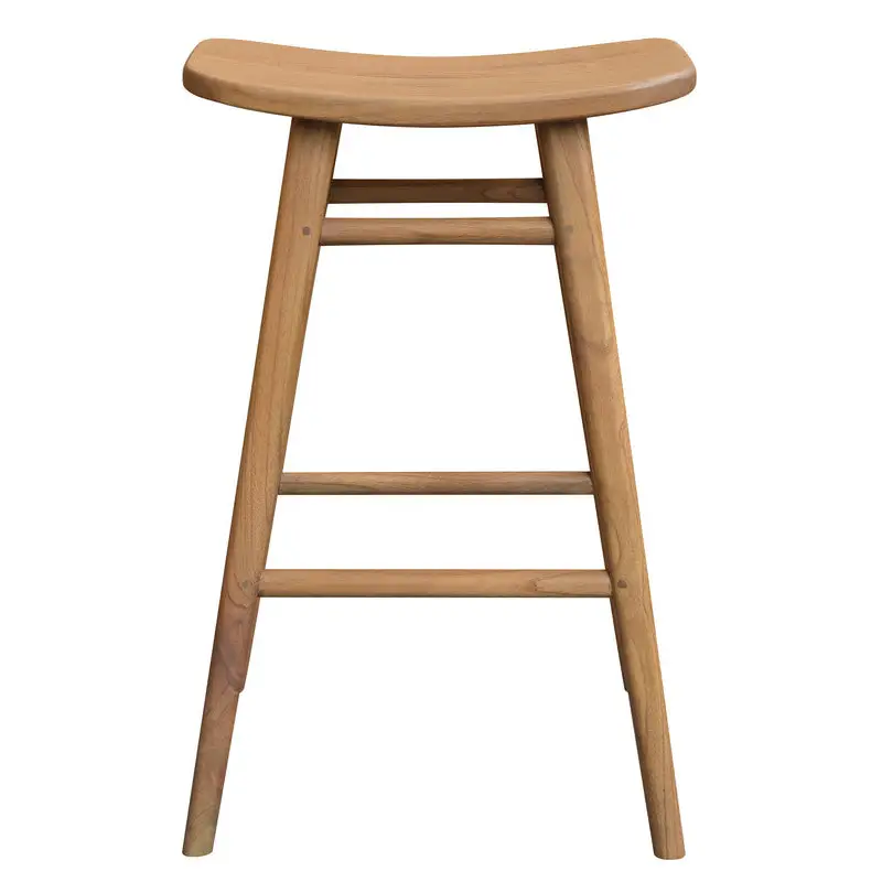 Aria Oval Solid Mindi Kitchen Counter Stool (Natural) - Furniture > Bar Stools & Chairs > Table & Bar Stools
