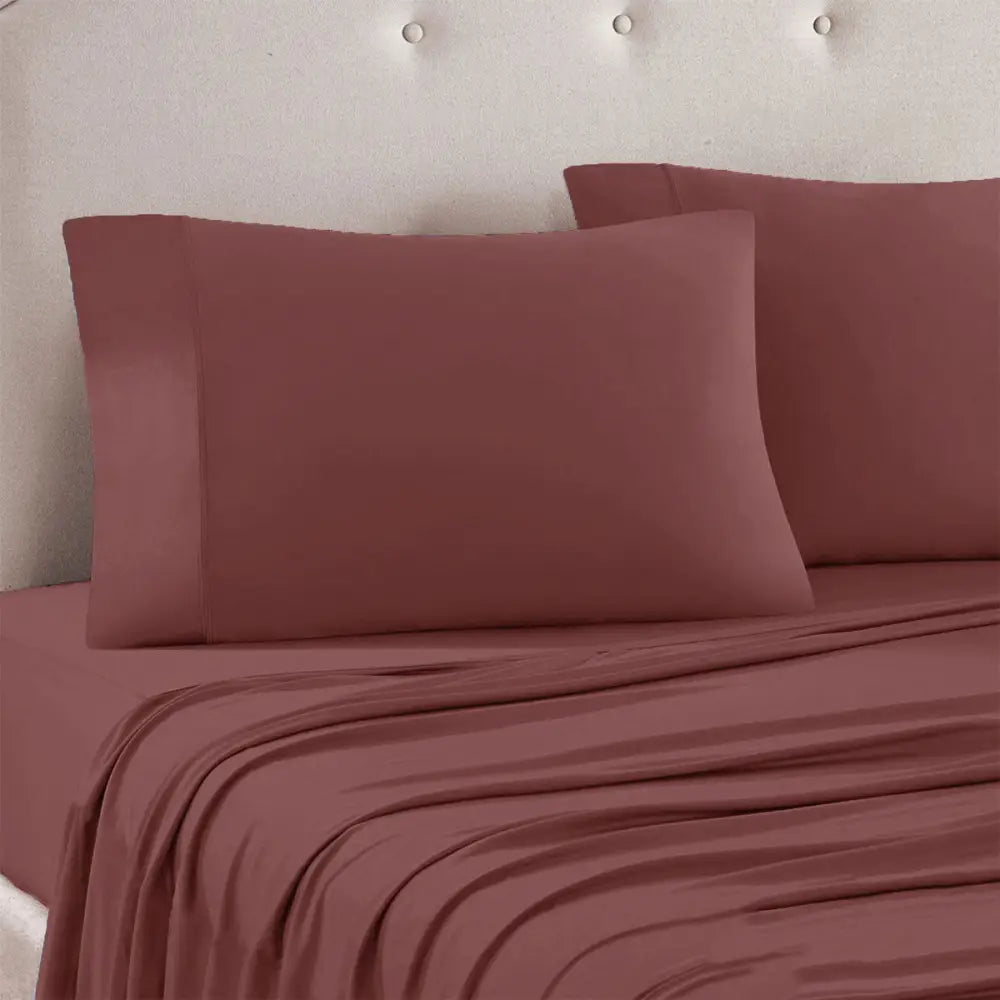 Art Terrace Microfiber Sheet Set Queen 33cm Wall Rosewood - Home & Garden > Curtains > Curtains & Drapes