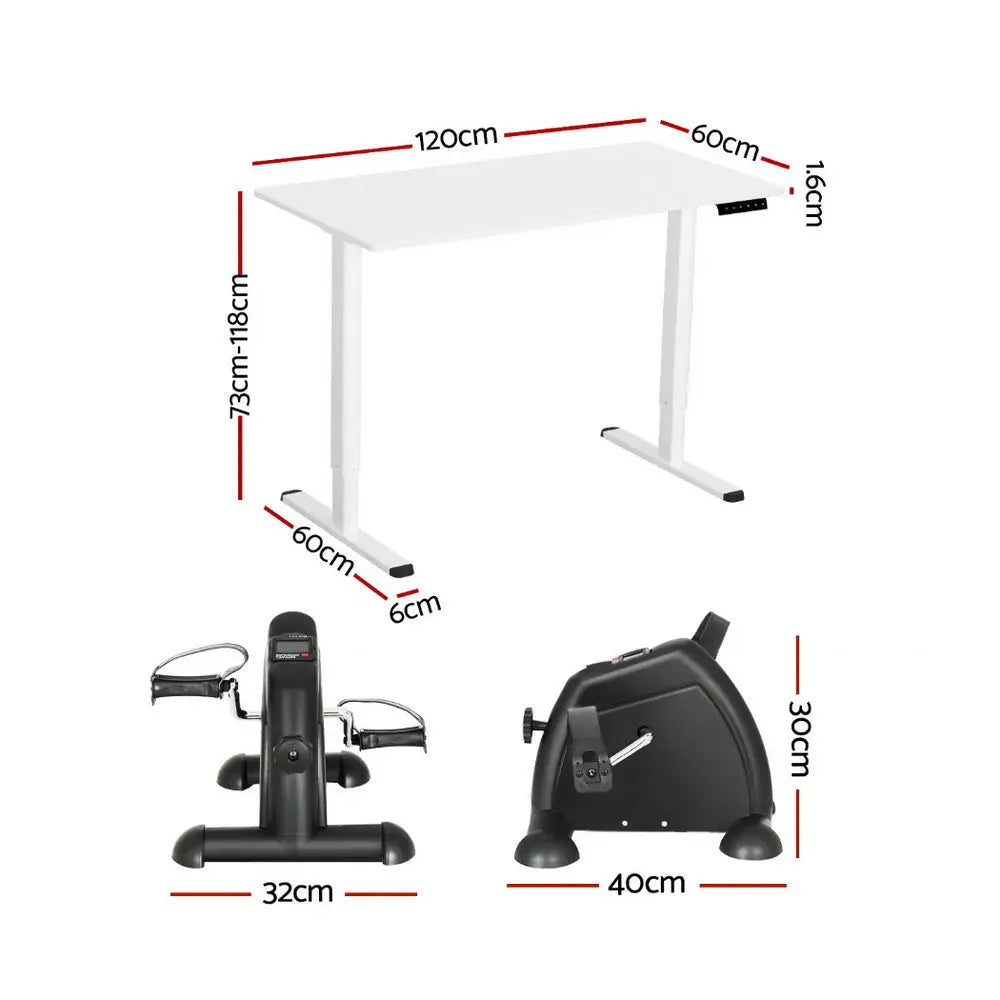 Artiss 120cm Electric Standing Desk with Mini Peal Exercise Bike Home Office - Furniture > Office > Office & Desk Chairs
