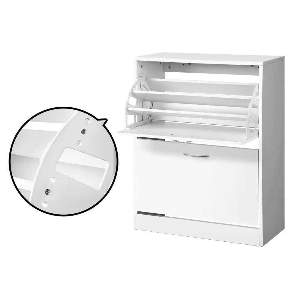 Artiss 2 Door Shoe Cabinet - White - Home & Garden > Storage