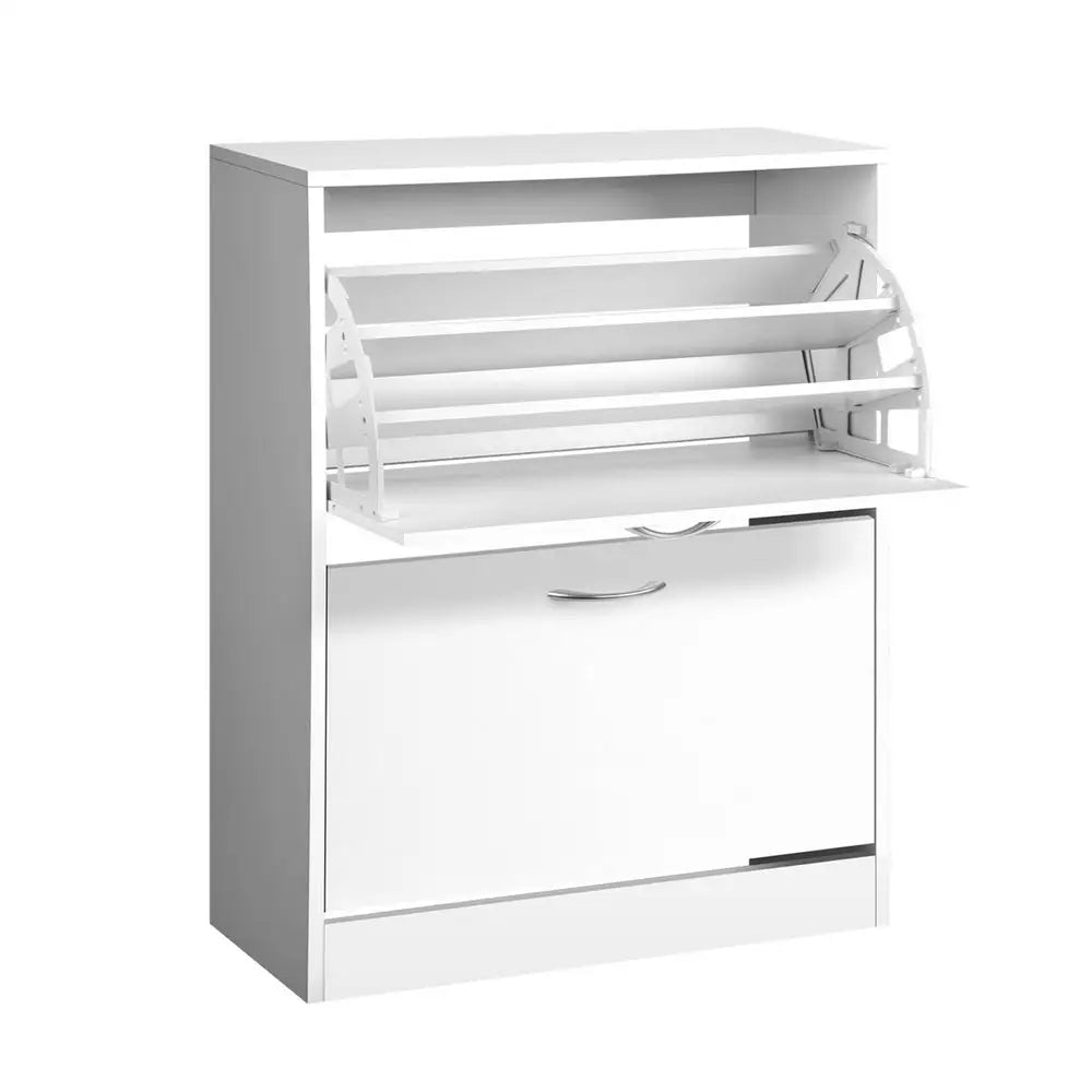 Artiss 2 Door Shoe Cabinet - White - Home & Garden > Storage