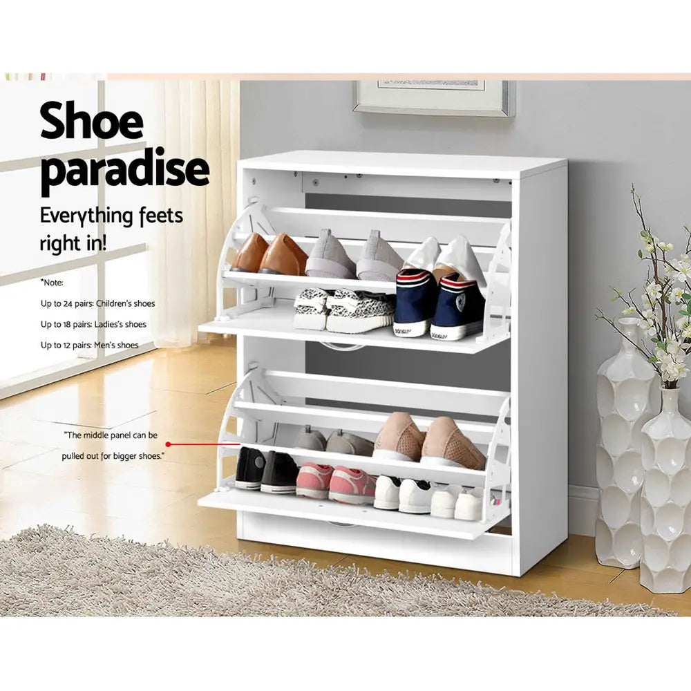 Artiss 2 Door Shoe Cabinet - White - Home & Garden > Storage