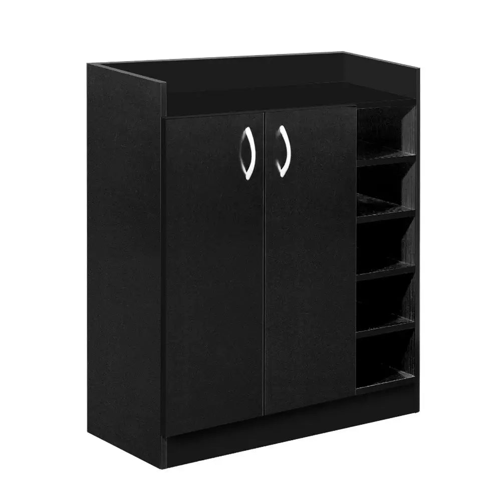 Artiss 2 Doors Shoe Cabinet Storage Cupboard - Black - Home & Garden > Storage