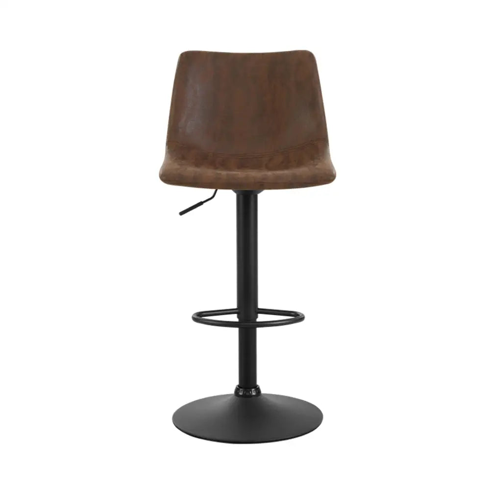Artiss 2x Bar Stools Vintage Leather Swivel Gas Lift Brown - Furniture > Bar Stools & Chairs