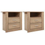 Artiss 2X Bedside Table 2 Drawers with Shelf - TARA Oak - Furniture > Bedroom > Bedside Tables
