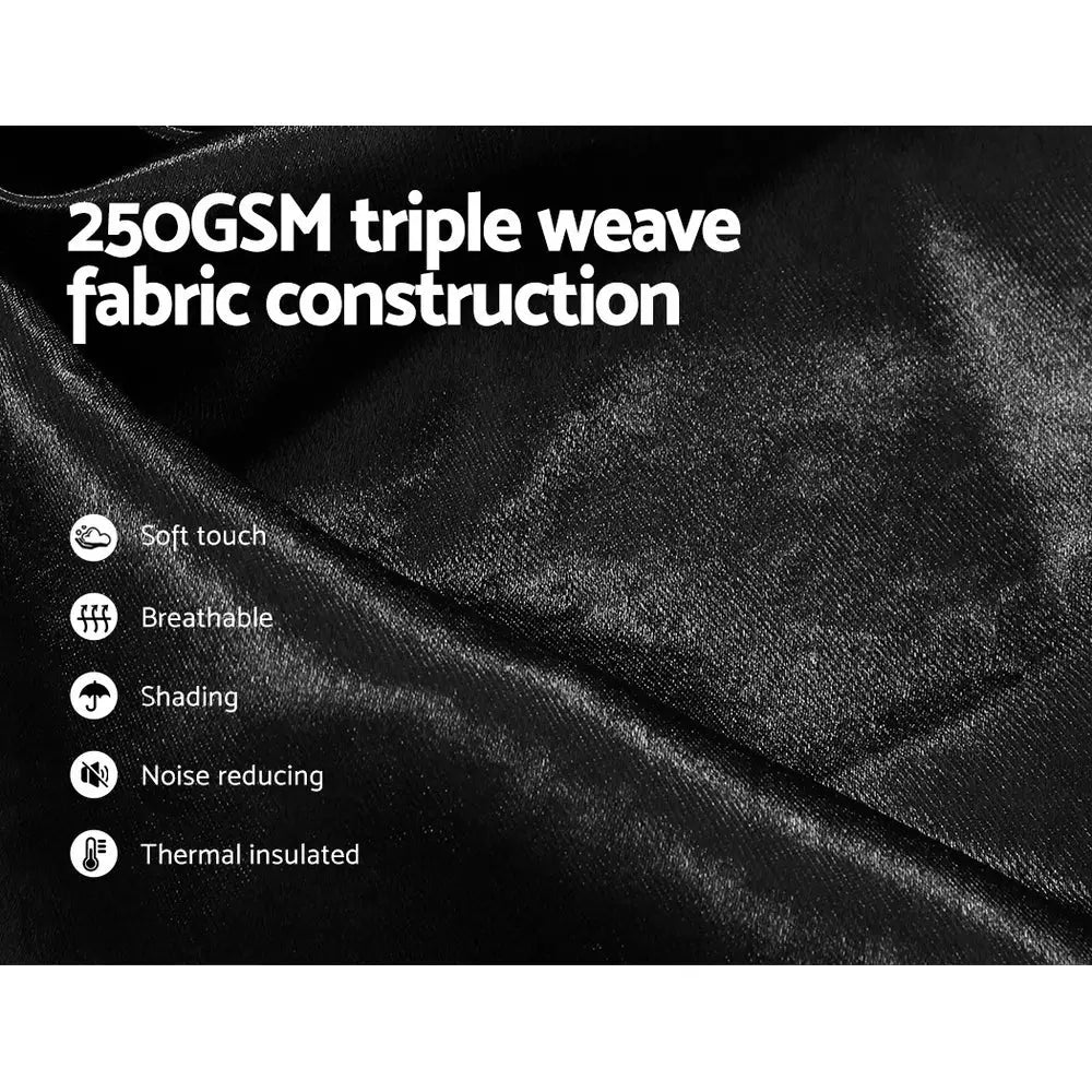 Artiss 2X Blockout Curtains Eyelet 240x230cm Black Shine - Home & Garden > Curtains