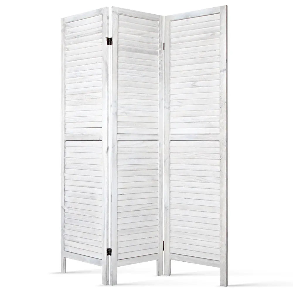 Artiss 3 Panel Room Divider Screen 120x170cm Louver White - Furniture > Living Room