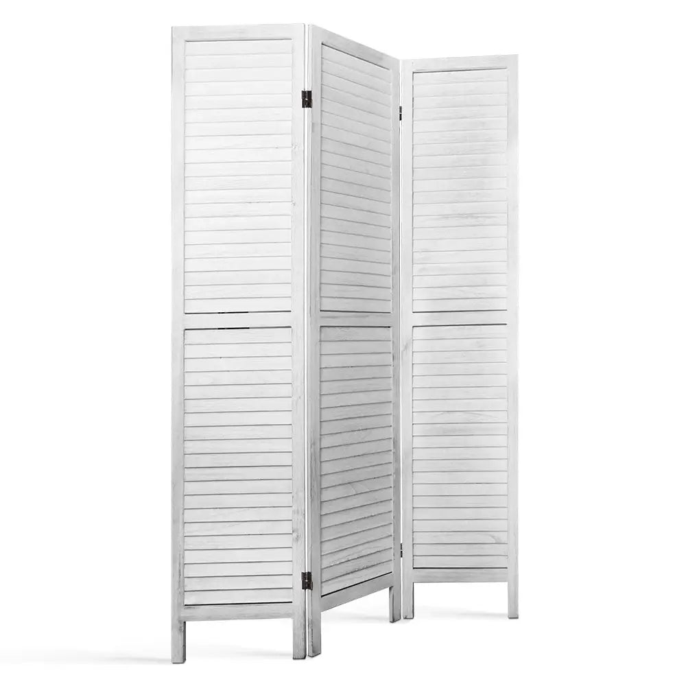 Artiss 3 Panel Room Divider Screen 120x170cm Louver White - Furniture > Living Room