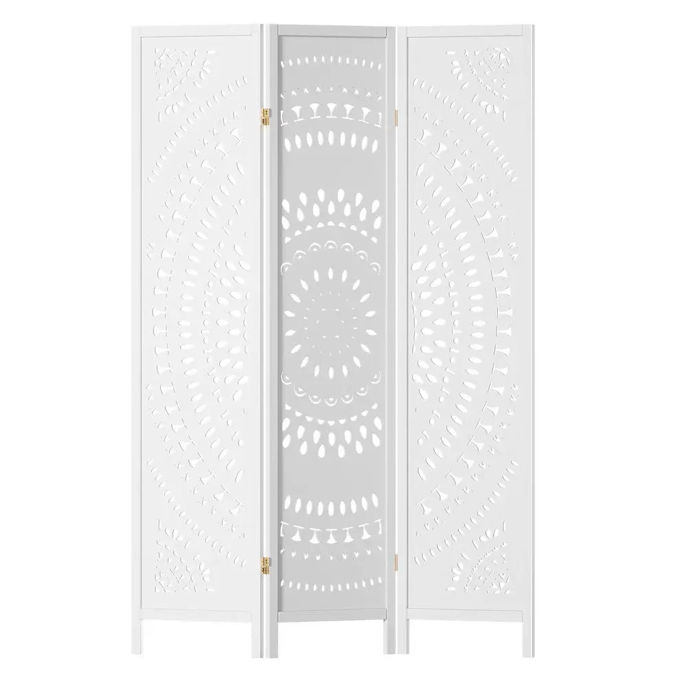 Artiss 3 Panel Room Divider Screen 132x170cm Circle White - Furniture > Bedroom