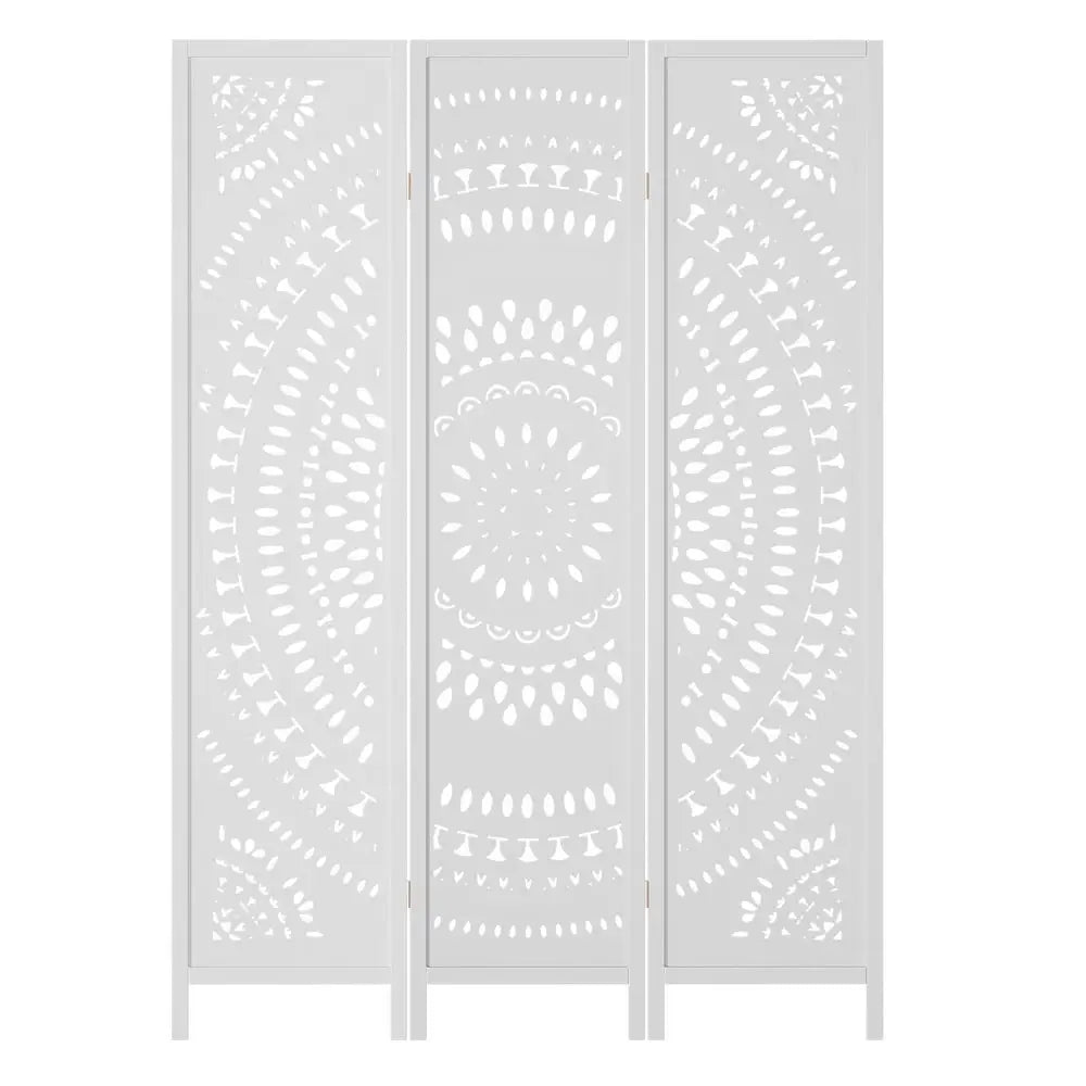 Artiss 3 Panel Room Divider Screen 132x170cm Circle White - Furniture > Bedroom