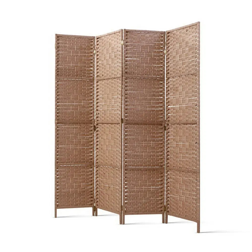 Artiss 4 Panel Room Divider Screen 163x170cm Woven Natural - Furniture > Living Room