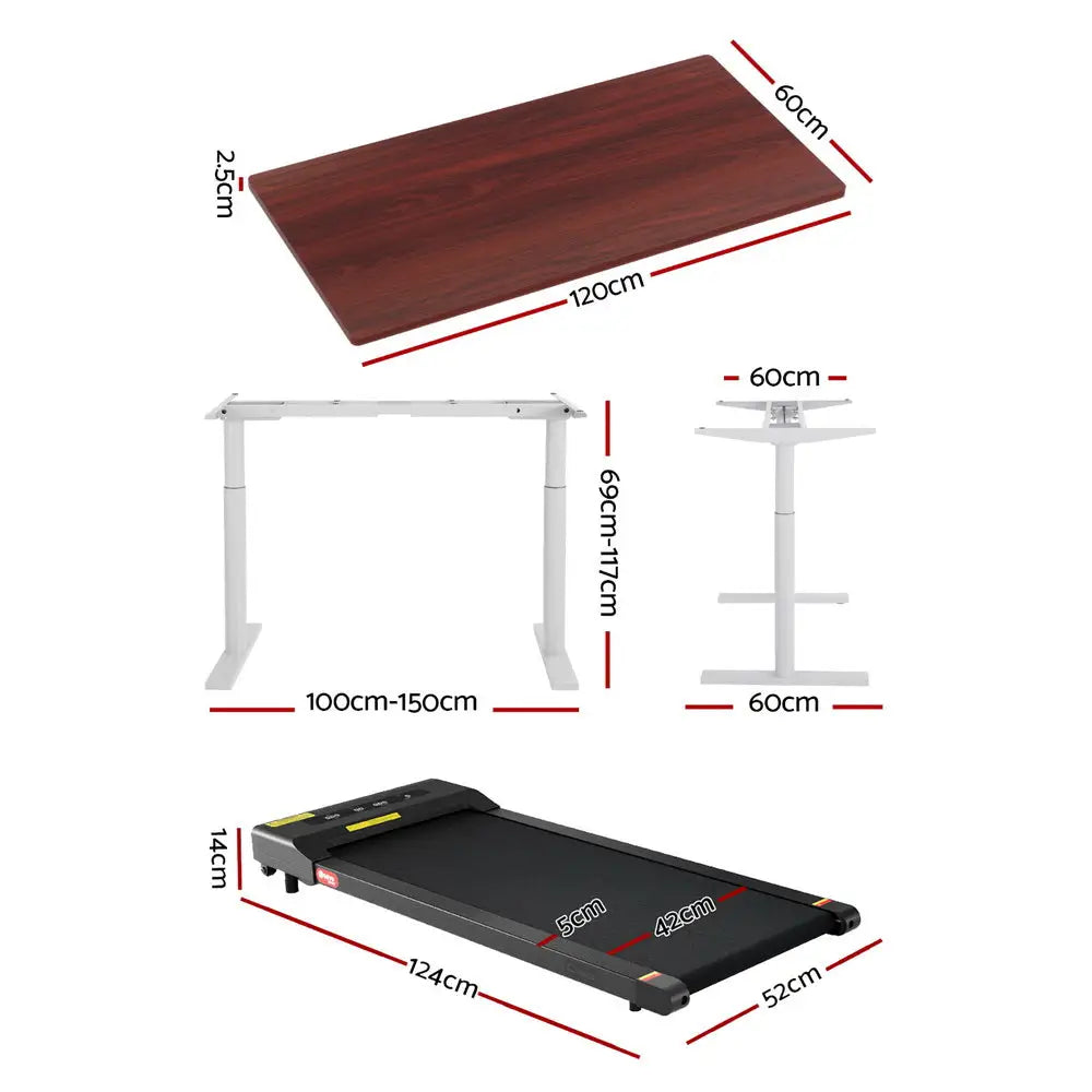 Artiss 400mm Treadmill Electric Walking Pad with 120cm Automatic Standing Desk - Furniture > Office > Desks