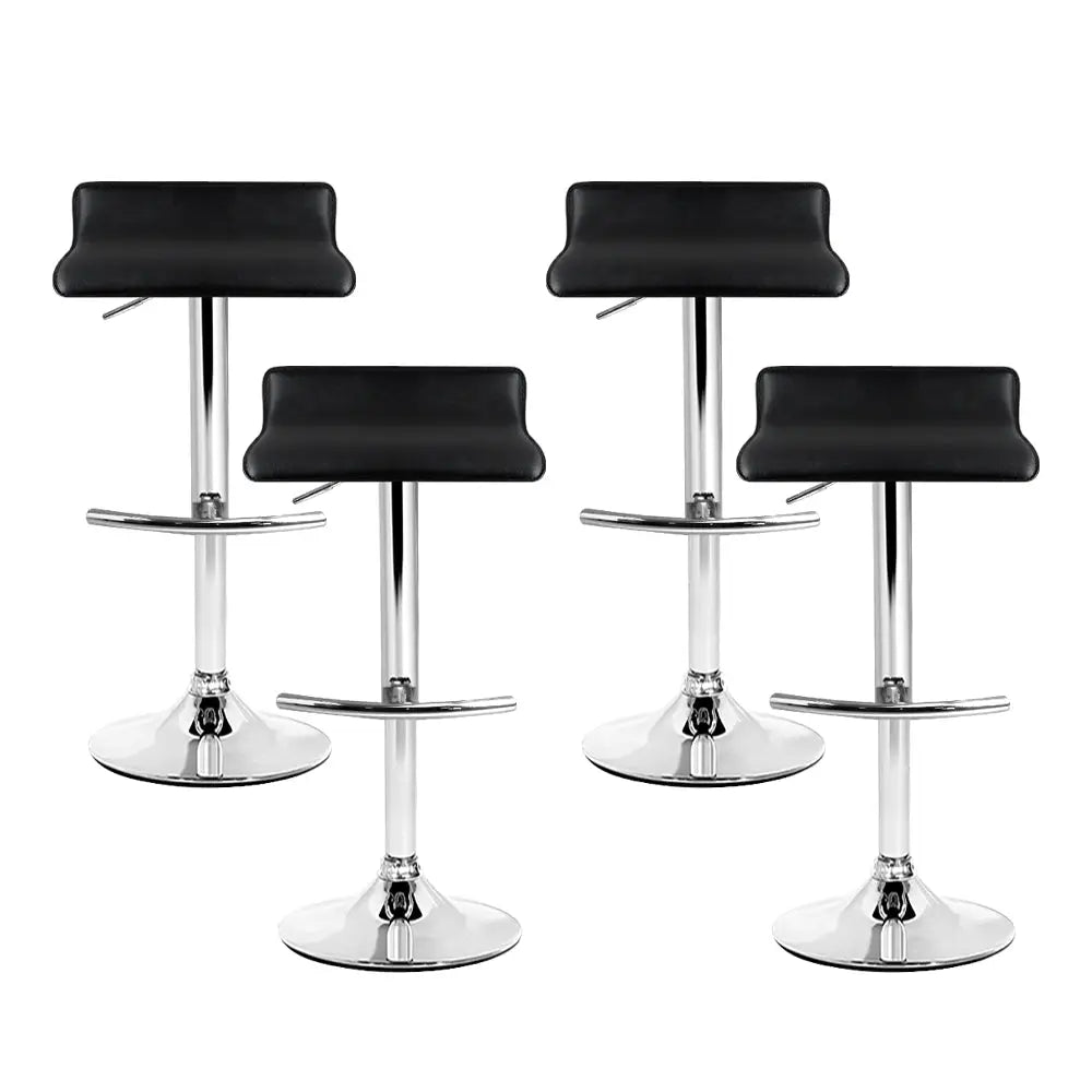 Artiss 4x Bar Stools Adjustable Gas Lift Chairs Black - Furniture > Bar Stools & Chairs