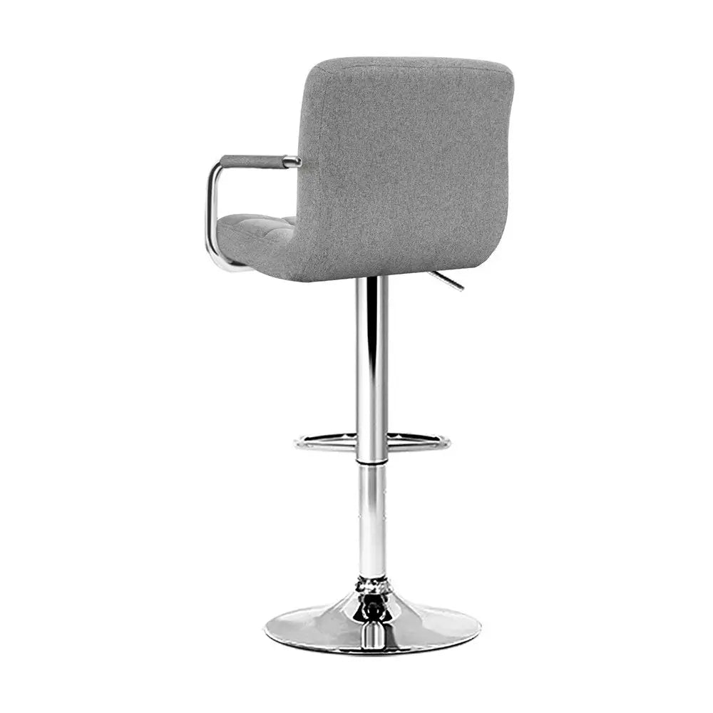 Artiss 4x Bar Stools Fabric Gas Lift w/Armrest Grey - Furniture > Bar Stools & Chairs > Table & Bar Stools