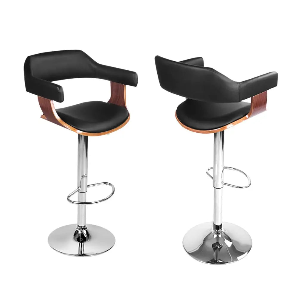Artiss 4x Bar Stools Gas Lift Leather w/Armrest Black - Furniture > Bar Stools & Chairs > Table & Bar Stools