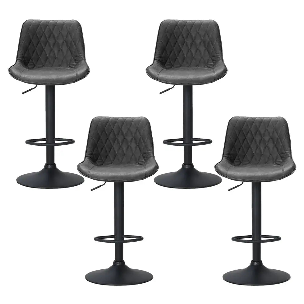 Artiss 4x Bar Stools Gas Lift Vintage Leather Black - Furniture > Bar Stools & Chairs > Massage Chairs