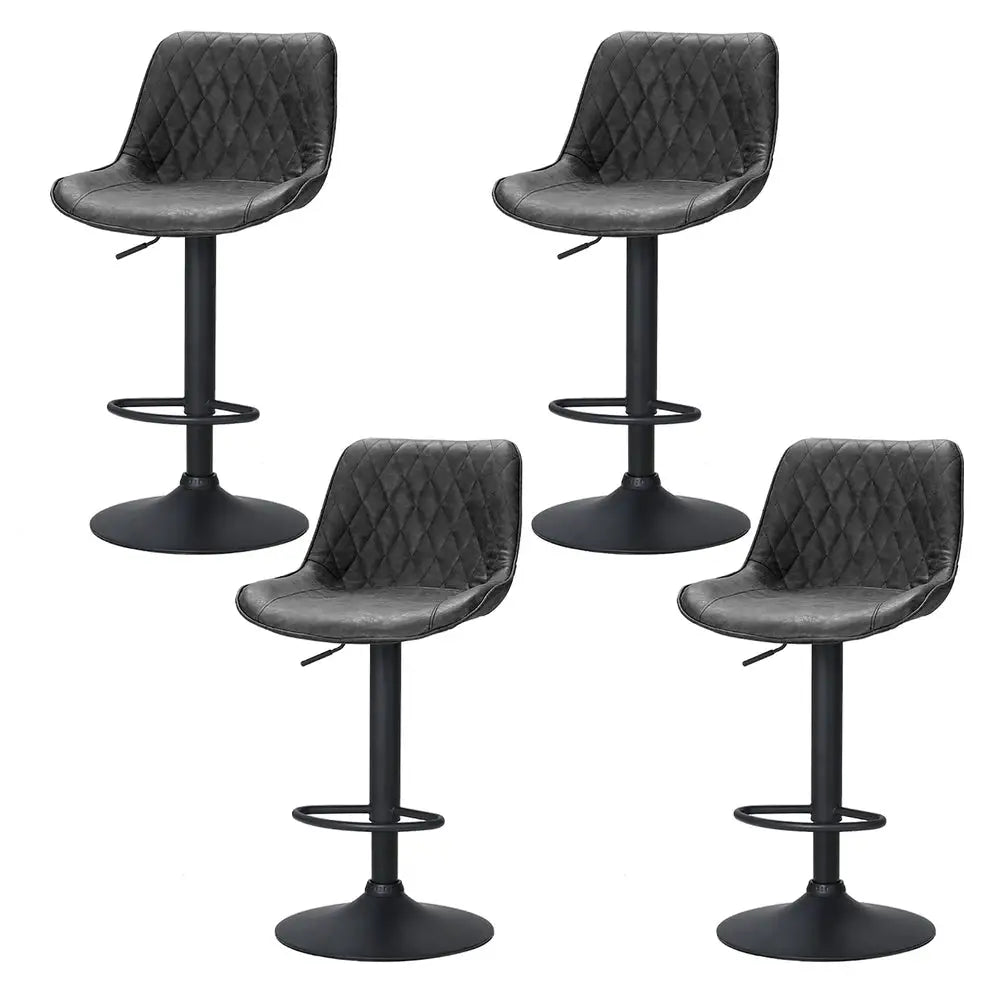 Artiss 4x Bar Stools Gas Lift Vintage Leather Black - Furniture > Bar Stools & Chairs > Massage Chairs