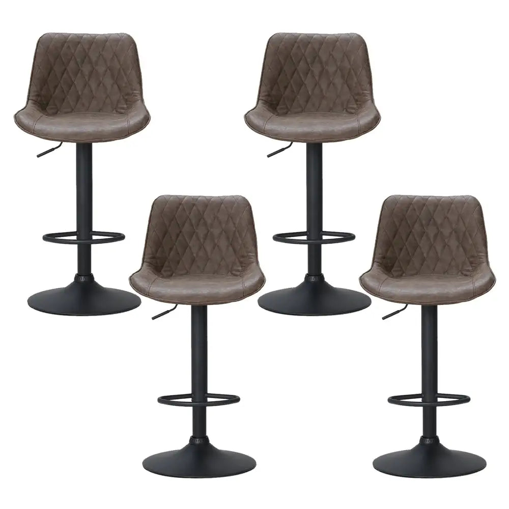 Artiss 4x Bar Stools Gas Lift Vintage Leather Brown - Furniture > Bar Stools & Chairs > Massage Chairs