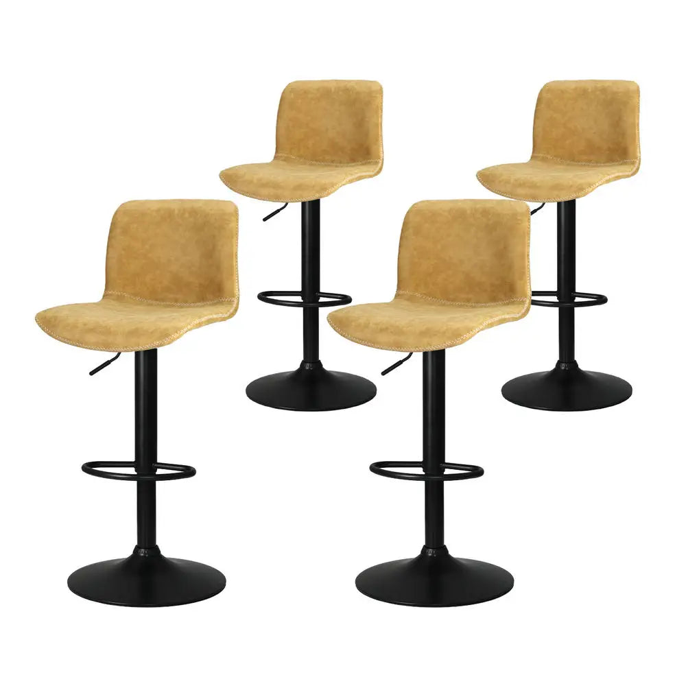Artiss 4x Bar Stools Kitchen Swivel Gas Lift Chairs Brown - Furniture > Bar Stools & Chairs > Table & Bar Stools