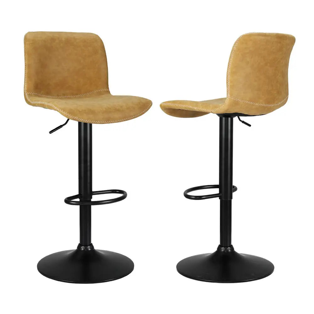 Artiss 4x Bar Stools Kitchen Swivel Gas Lift Chairs Brown - Furniture > Bar Stools & Chairs > Table & Bar Stools