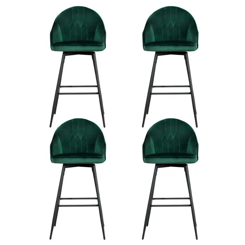 Artiss 4x Bar Stools Velvet Swivel Metal Legs Green - Furniture > Bar Stools & Chairs > Massage Chairs