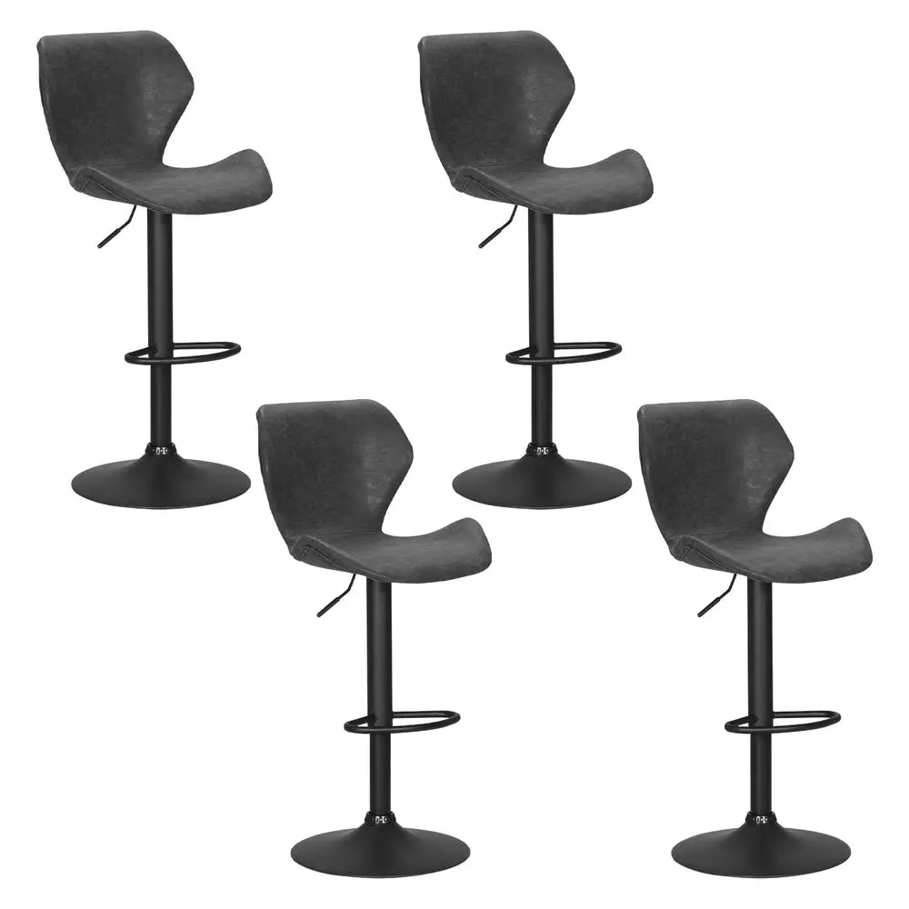 Artiss 4x Bar Stools Vintage Leather Gas Lift Black - Furniture > Bar Stools & Chairs > Massage Chairs