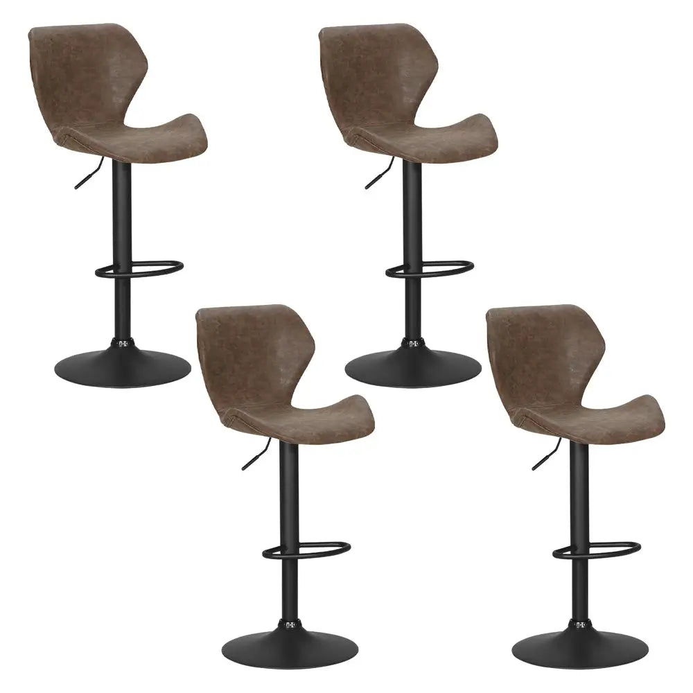 Artiss 4x Bar Stools Vintage Leather Gas Lift Brown - Furniture > Bar Stools & Chairs > Massage Chairs