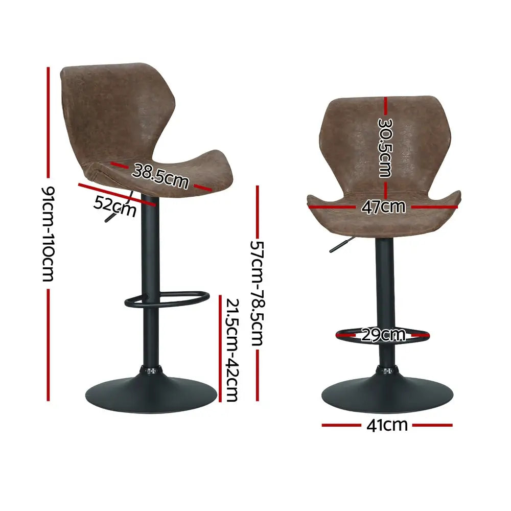 Artiss 4x Bar Stools Vintage Leather Gas Lift Brown - Furniture > Bar Stools & Chairs > Massage Chairs