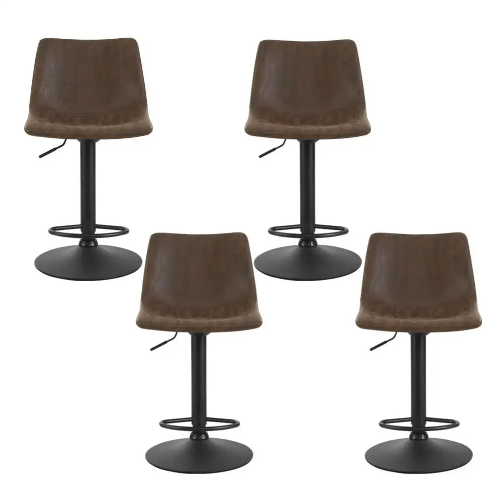 Artiss 4x Bar Stools Vintage Leather Swivel Gas Lift Brown - Furniture > Bar Stools & Chairs > Table & Bar Stools