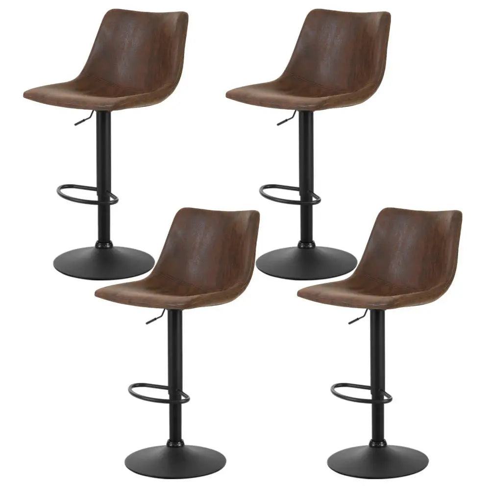 Artiss 4x Bar Stools Vintage Leather Swivel Gas Lift Brown - Furniture > Bar Stools & Chairs > Table & Bar Stools