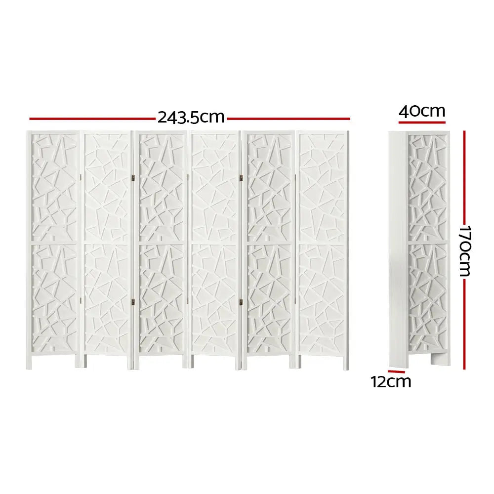 Artiss 6 Panel Room Divider Screen 244x170cm Clover White - Furniture > Living Room