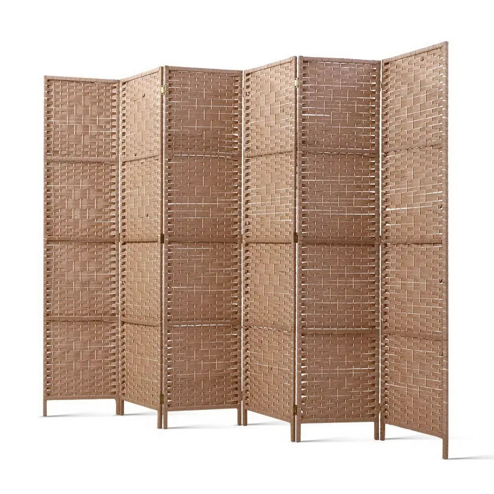 Artiss 6 Panel Room Divider Screen 245x170cm Woven Natural - Furniture > Living Room