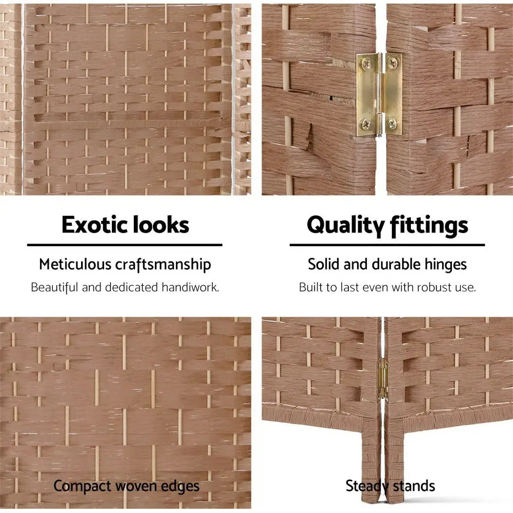 Artiss 6 Panel Room Divider Screen 245x170cm Woven Natural - Furniture > Living Room