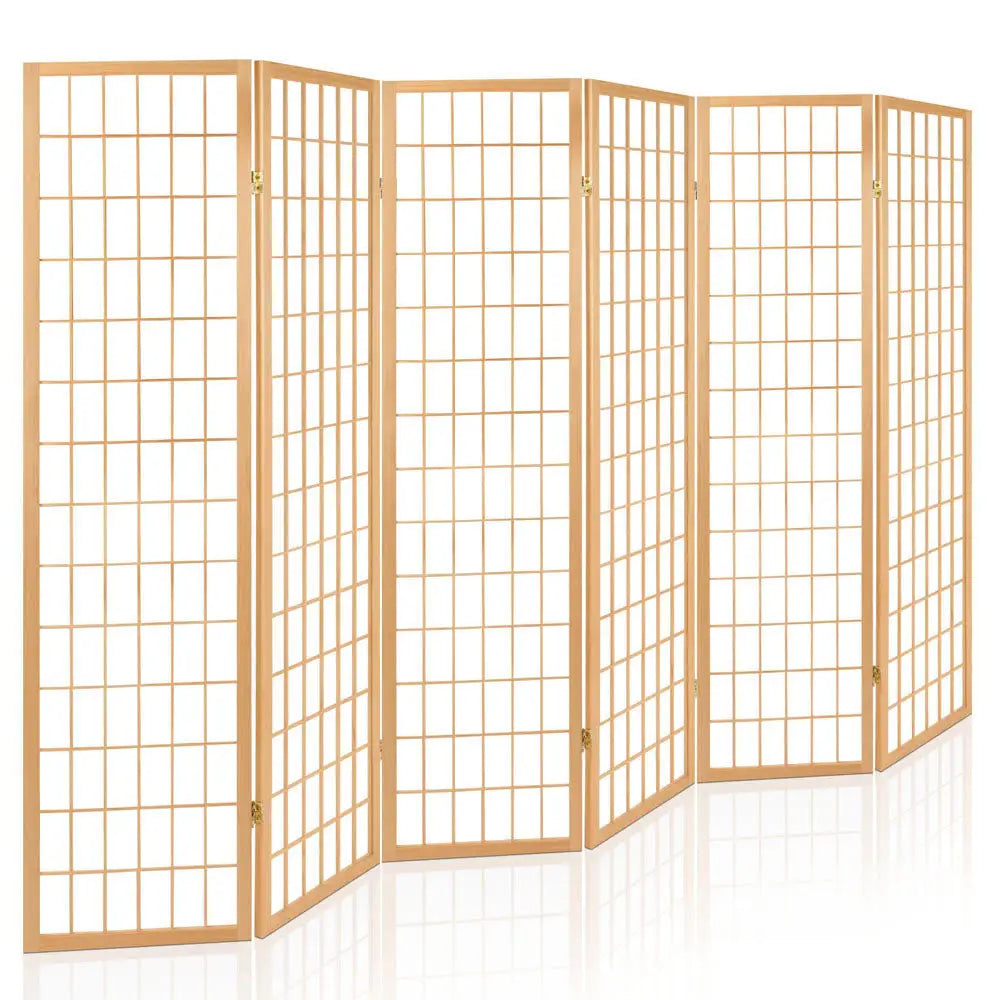 Artiss 6 Panel Room Divider Screen 261x179cm Natural - Furniture > Living Room