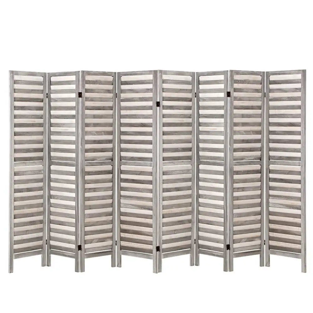 Artiss 8 Panel Room Divider Screen 326x170cm Louver Grey - Furniture > Bedroom > Room Dividers