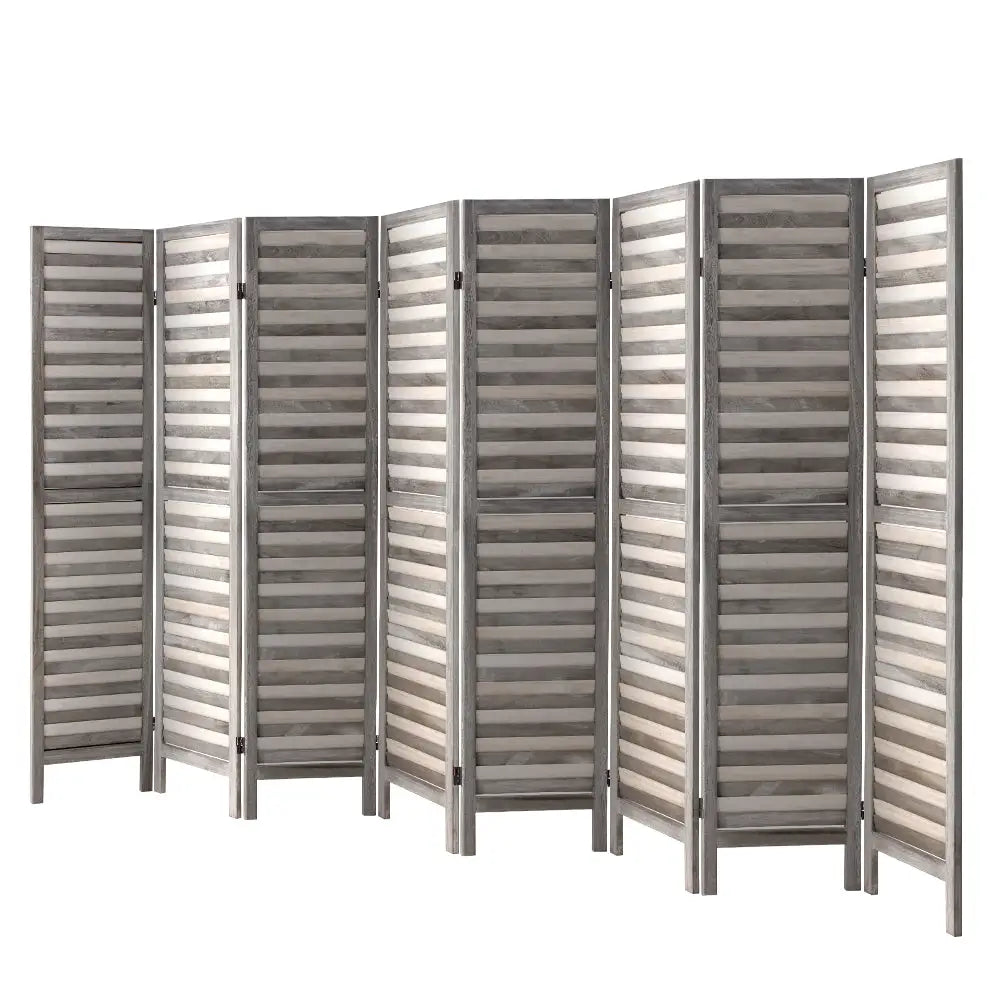 Artiss 8 Panel Room Divider Screen 326x170cm Louver Grey - Furniture > Bedroom > Room Dividers