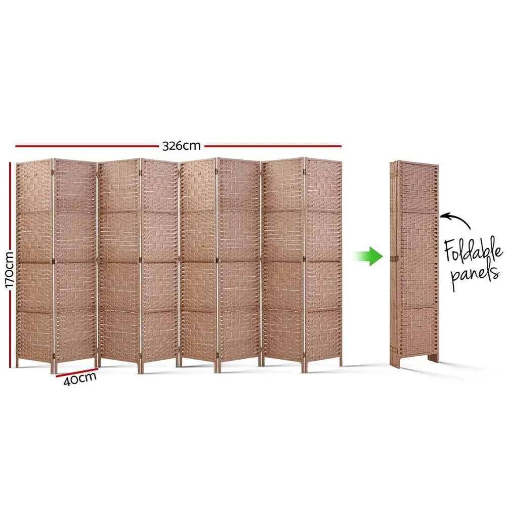 Artiss 8 Panel Room Divider Screen 326x170cm Woven Natural - Furniture > Living Room