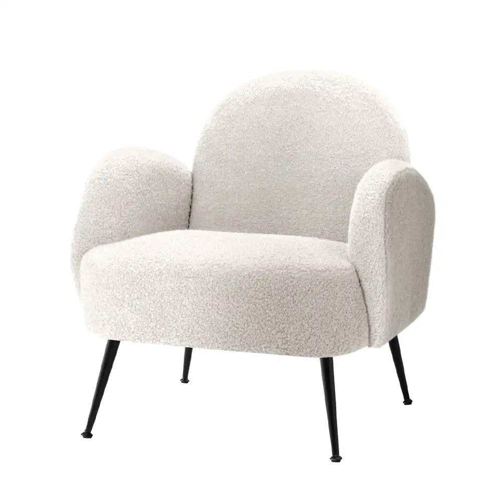 Artiss Armchair Lounge Chair Armchairs Accent Arm Chairs Sherpa Boucle White - Furniture > Living Room